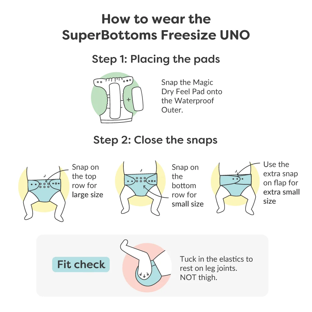 UNO Regular Cloth Diaper with only Dry Feel Pad (No Booster) - Hunny Bummy - Image 7