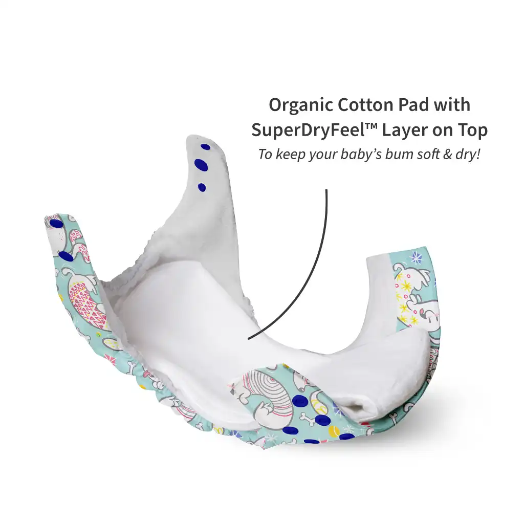 UNO Regular Cloth Diaper with only Dry Feel Pad (No Booster) - Hunny Bummy - Image 5