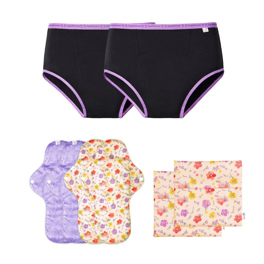 2 Period Underwear + 4 Flow Lock Cloth Pads + Free Wet Pouch - Image 20