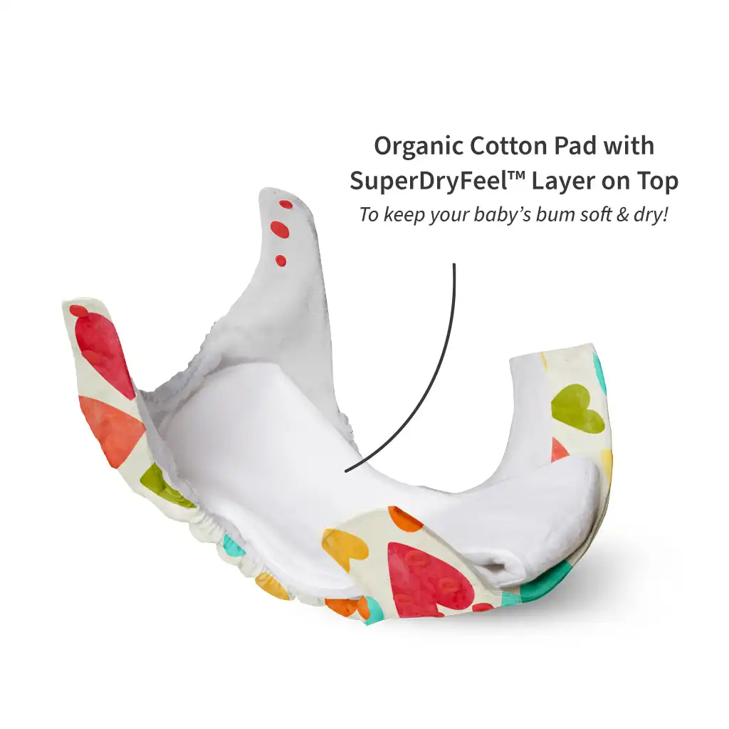 UNO Regular Cloth Diaper with only Dry Feel Pad (No Booster) - Baby Hearts - Image 5